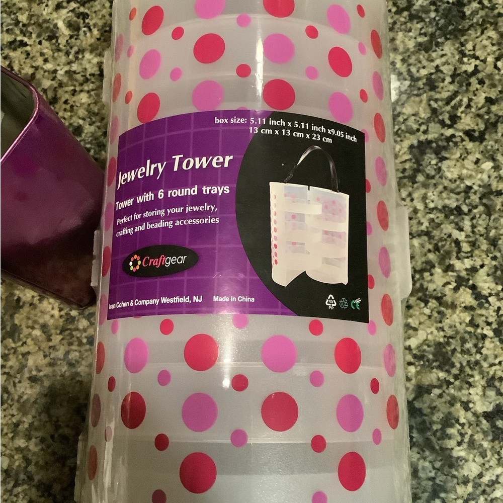 Craftgear Jewelry Tower with Pink Polka Dots